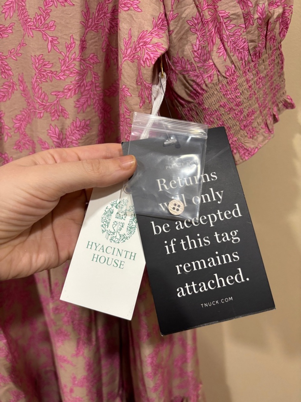 NWT Tuckernuck Hyacinth House Tan & Pink Vines Bennett Maxi Dress Size X-Large - Picture 11 of 15